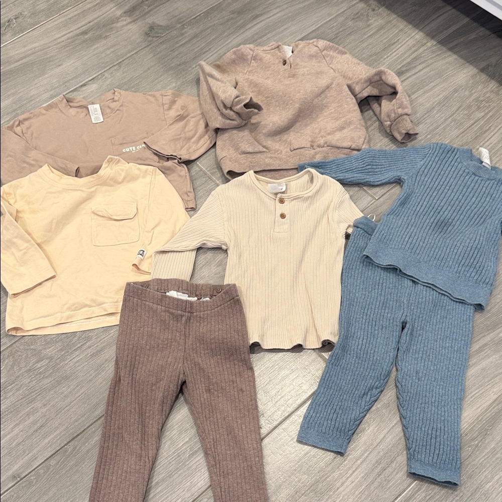 Neutral & Blue Baby/Toddler Knit Outfit Bundle